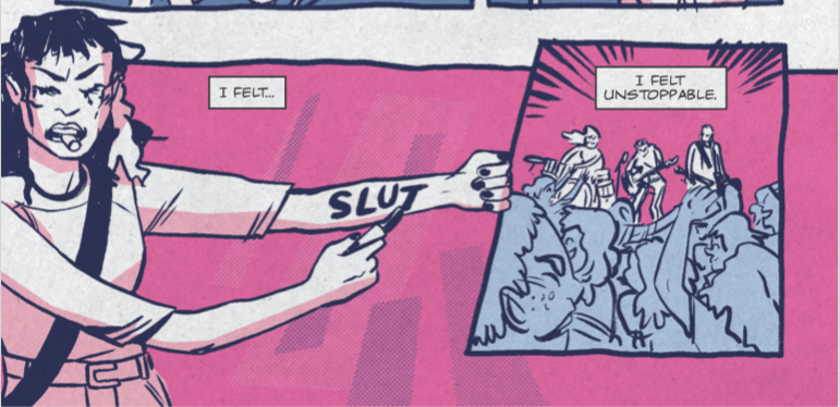 ADVANCED REVIEW: 'My Riot' 2 Val holds her arm out and writes the word "slut" with lipstick