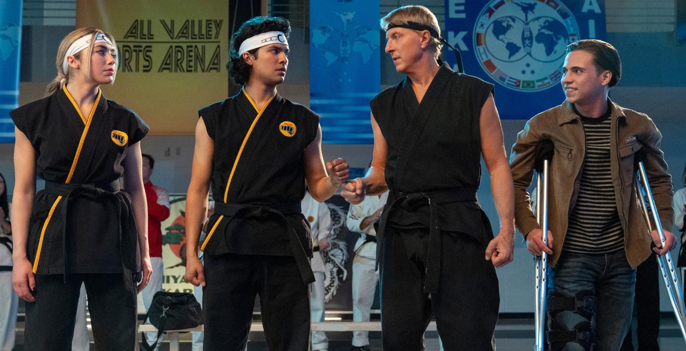 REVIEW: 'Cobra Kai' Season 6 Part 3 Sticks The Landing 3 Tory Nichols, Miguel Diaz, Johnny Lawrence, and Robby Keene In Cobra Kai Season 6 part 3 from Netflix
