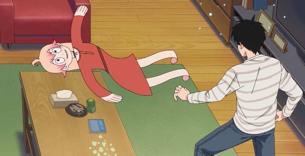 Nico flattens herself with magic in front of Morihito.