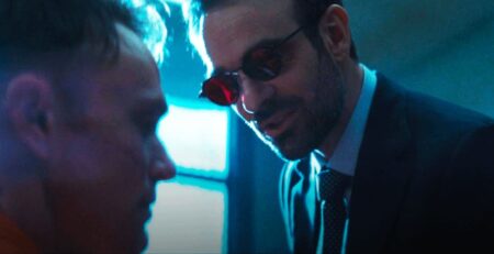 Matt Murdock interrogates Bullseye in Daredevil Born Again Episode 8