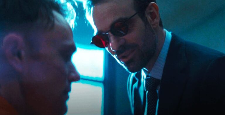 Matt Murdock interrogates Bullseye in Daredevil Born Again Episode 8