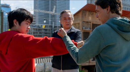 REVIEW: ‘Karate Kid: Legends’ Is Earnest But Unbalanced Ralph Macchio Jackie Chan and Ben Wang in Karate Kid Legends