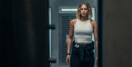 Jeanne Goursaud as Sarah in Netflix Original Film The Exterritorial