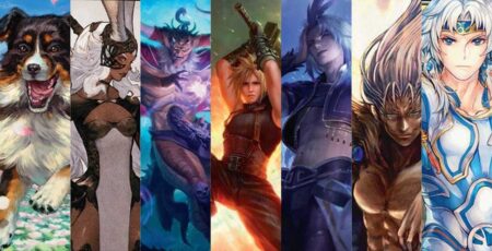 MTG Final Fantasy Set - keyart made up of several different cards from the set