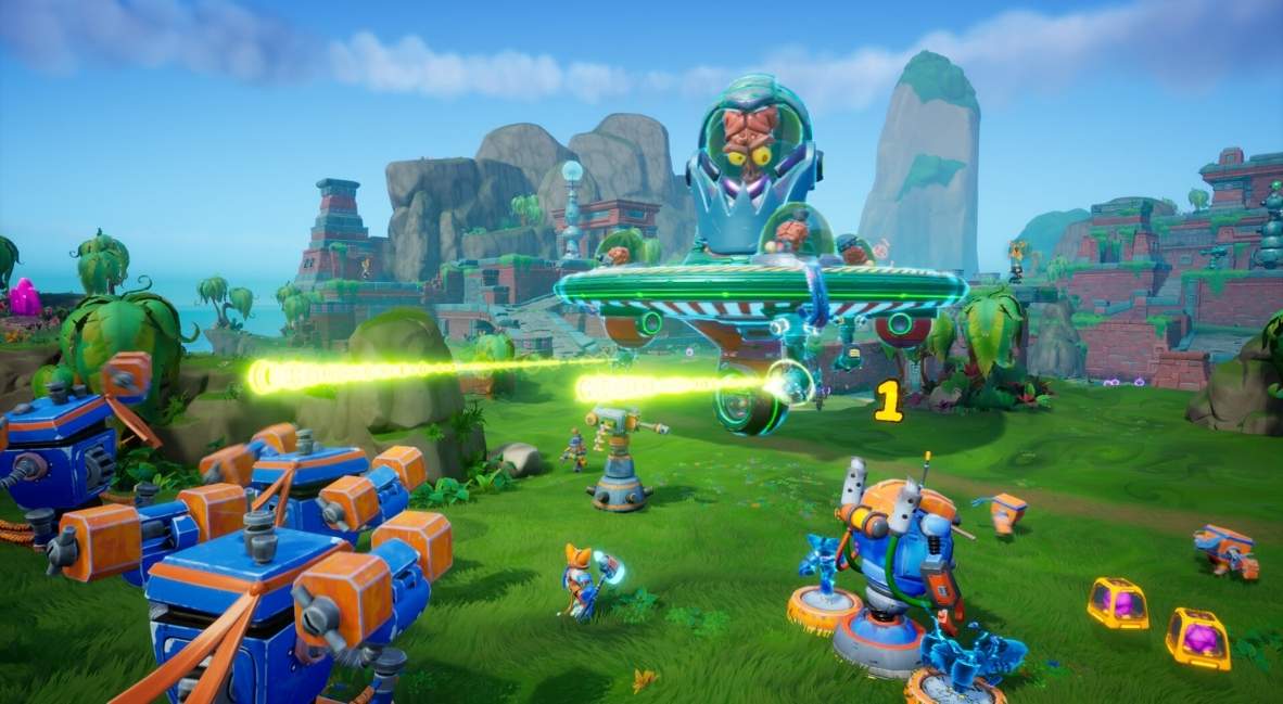 Chip 'n Claws vs Brainioids promotional game still from Snapshot Games