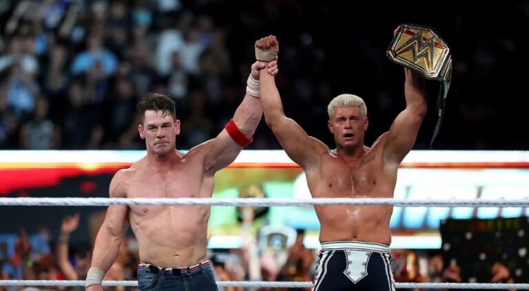 John Cena and Cody Rhodes during Summerslam 2025