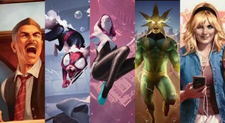 Key art featuring characters from the Spider-Man Magic: The Gathering collaboratiob