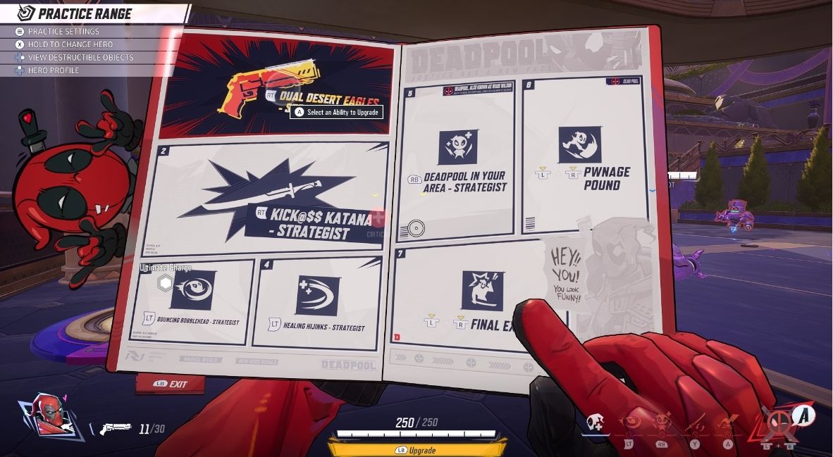 Deadpool Upgrade Screen in Marvel Rivals