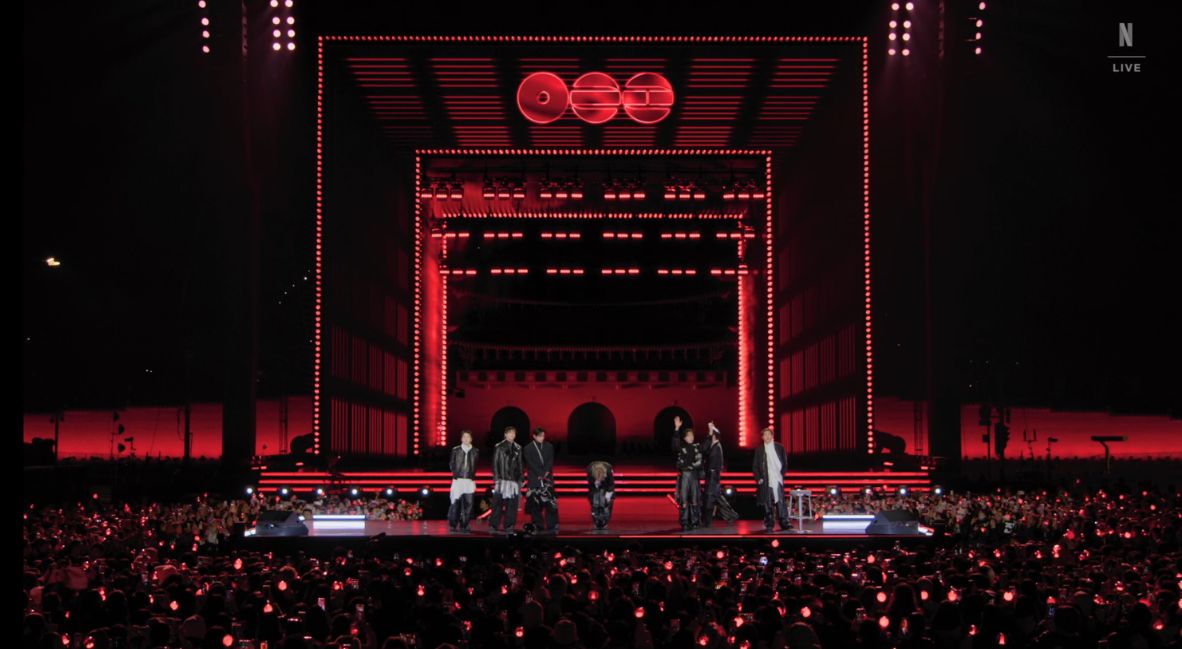BTS THE COMEBACK LIVE ARIRANG still from Netflix.