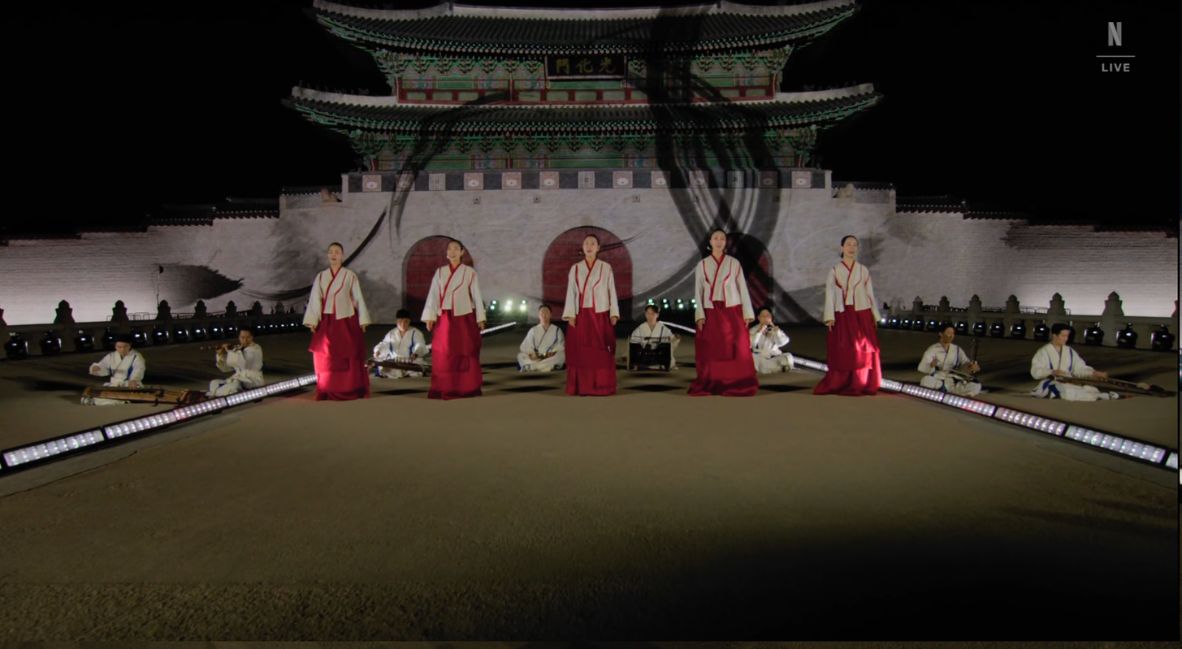 BTS THE COMEBACK LIVE ARIRANG still from Netflix.