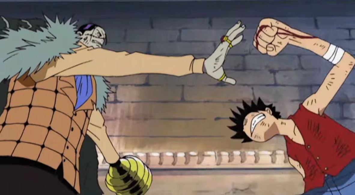Crocodile and Luffy fight in One Piece